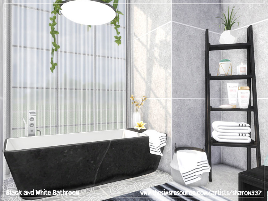 Black and White Bathroom by sharon337 from TSR â€¢ Sims 4