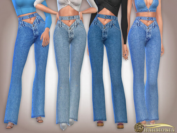 Double Waistband Micro Flare Jeans by Harmonia from TSR