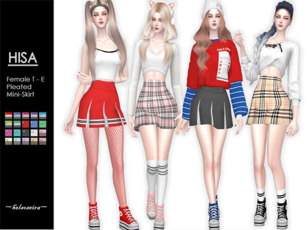Hisa Pleated Mini Skirt by Helsoseira from TSR