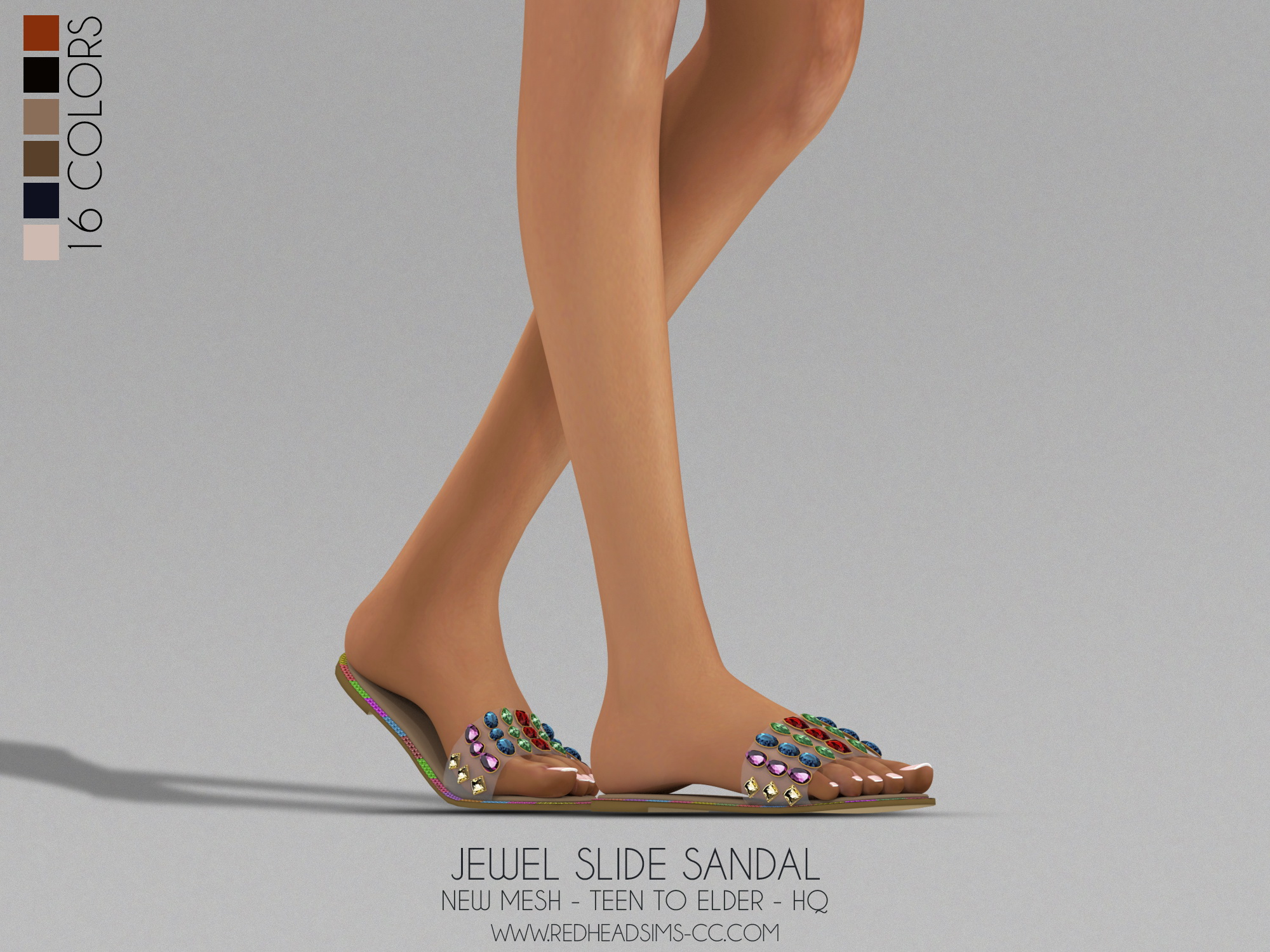 Jewel Slide Sandal from Red Head Sims • Sims 4 Downloads