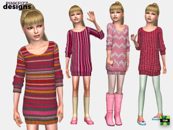 Junior Pink Sweater Dress by Pinkfizzzzz from TSR