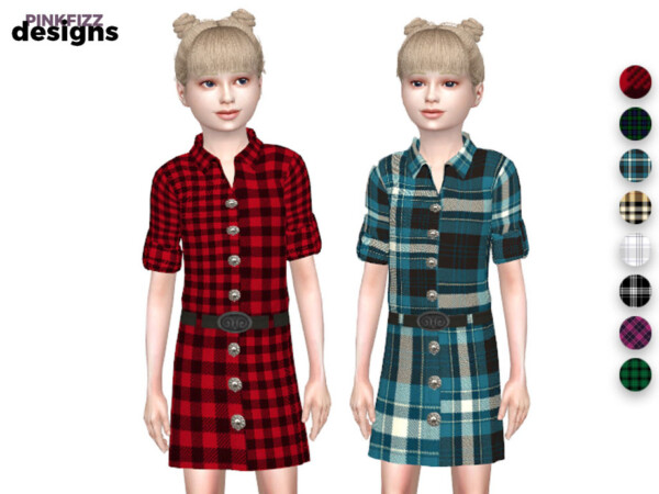 Junior Tartan Shirt Dress by Pinkfizzzzz from TSR