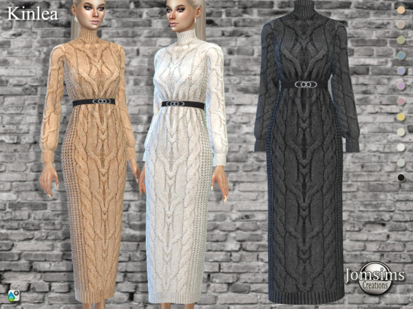 Kinlea long wool dress by jomsims from TSR