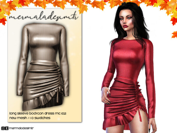 Long Sleeve Bodycon Dress by mermaladesimtr from TSR