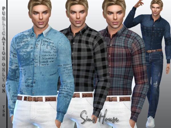 Men's long sleeve tucked shirt by Sims House from TSR • Sims 4 Downloads