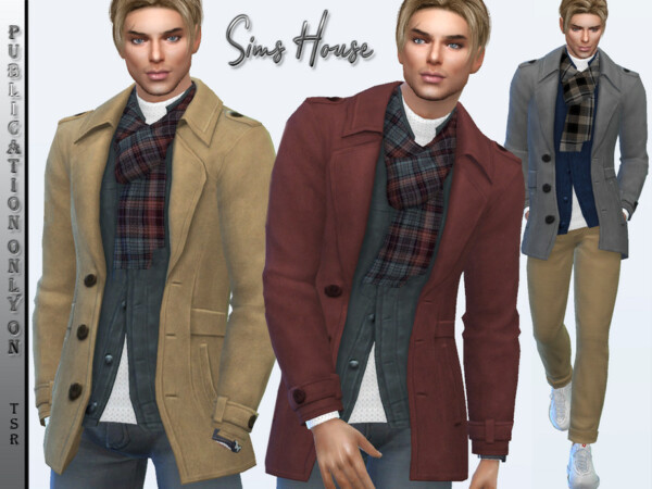 Mens short coat with scarf by Sims House from TSR