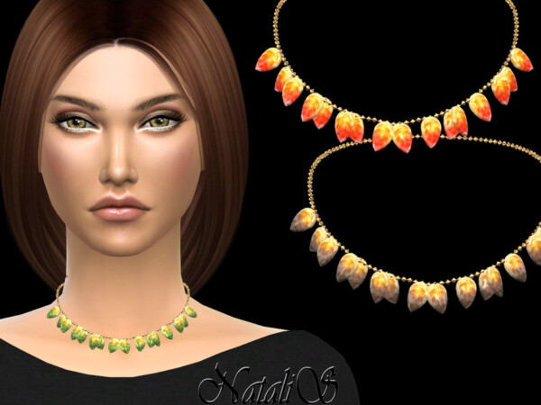 Glass leaves necklace by NataliS from TSR