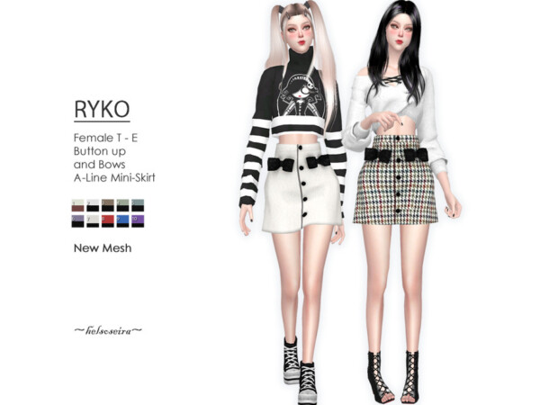 Ryko A Line Mini Skirt by Helsoseira from TSR