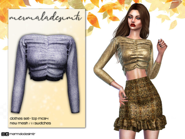 Ruched Long Sleeve Crop Top by mermaladesimtr from TSR