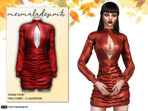 Ruched Long Sleeve Dress by mermaladesimtr from TSR