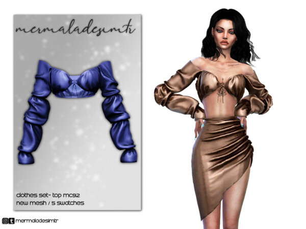 Ruched Sleeve Crop Top by mermaladesimtr from TSR