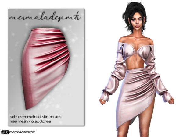 Set Asymmetrical Skirt by mermaladesimtr from TSR