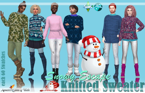 Snowy Escape   Knitted Sweater from Annett`s Sims 4 Welt