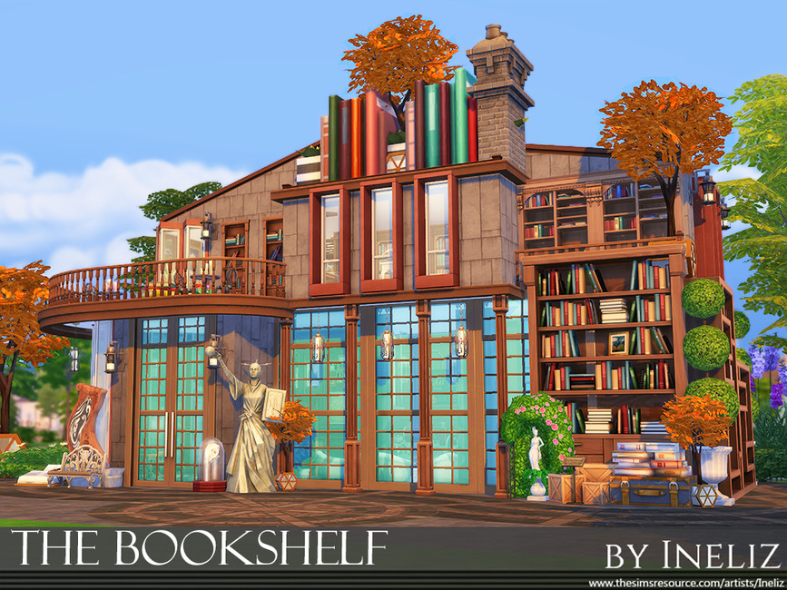 The Bookshelf House by Ineliz from TSR • Sims 4 Downloads