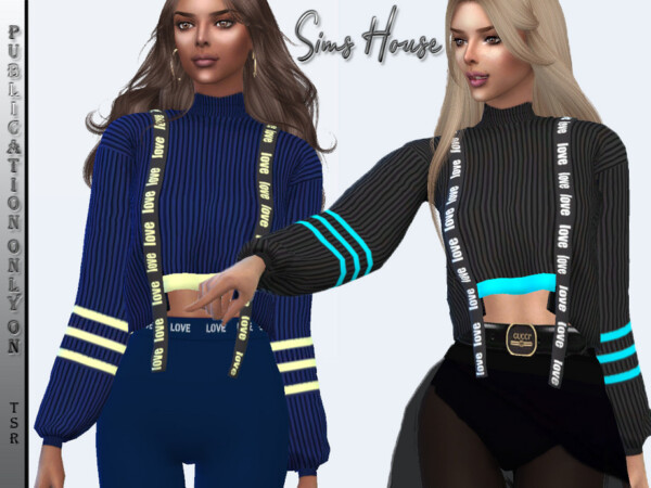 Womens Sweater with ribbons with inscriptions by Sims House from TSR