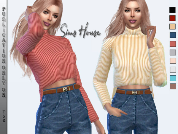 Womens sweater striped with an extended back by Sims House from TSR