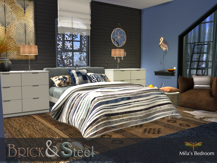 Brick and Steel Mila's Bedroom by fredbrenny from TSR • Sims 4 Downloads