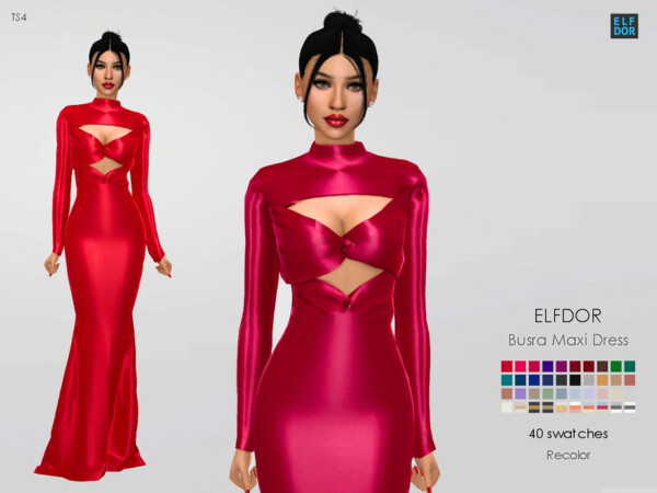 Busra tr Maxi Dress Recolored by Elfdor from TSR