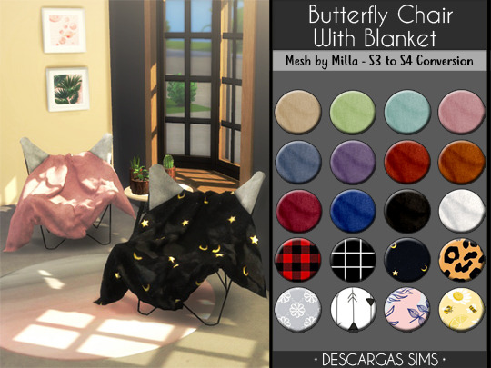 Butterfly Chair With Blanket from Descargas Sims