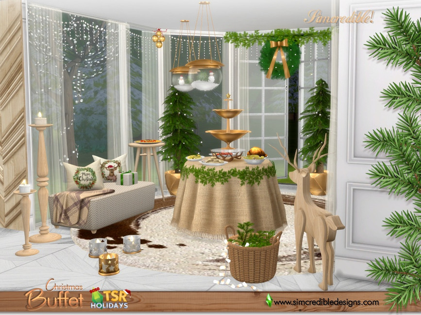 Christmas Buffet by SIMcredible! from TSR • Sims 4 Downloads