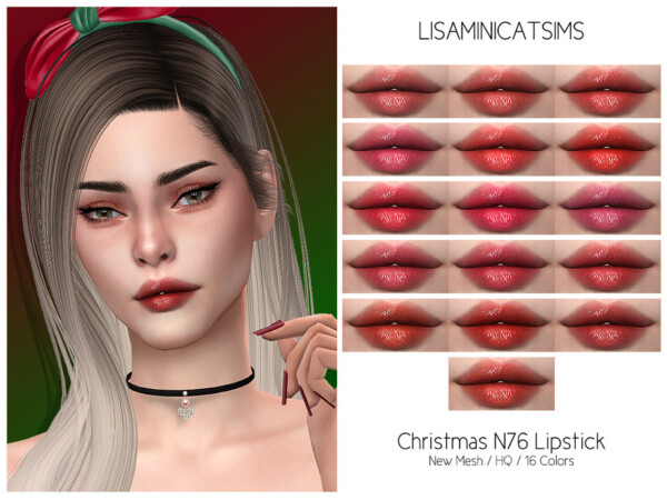 Christmas N76 Lipstick by Lisaminicatsims from TSR