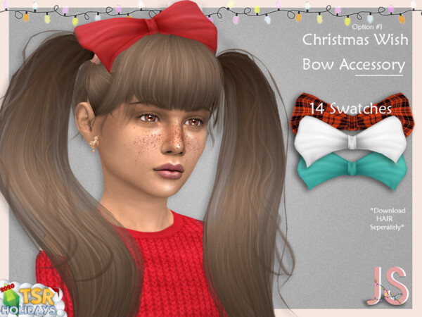 Christmas Wish Hair Bow Accessory 1 by JavaSims from TSR