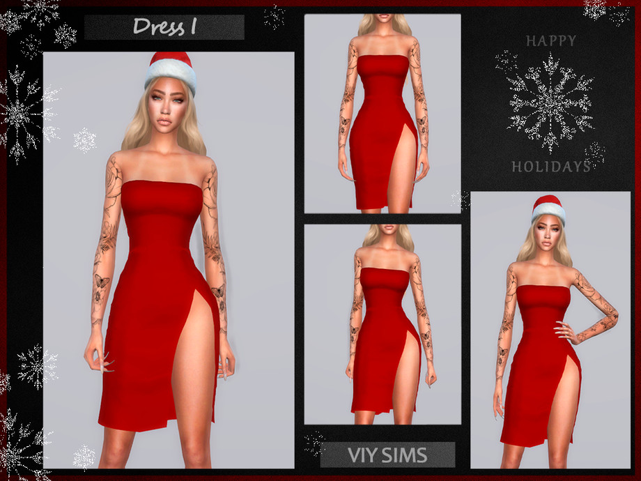 Dress Christmas Vi By Viy Sims From Tsr • Sims 4 Downloads