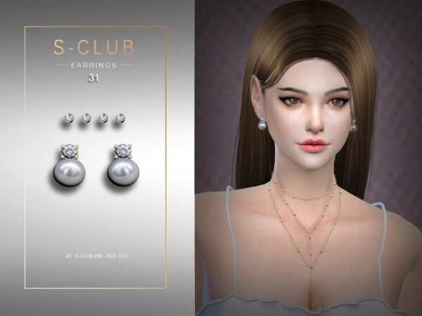 Earrings 202031 by S Club from TSR