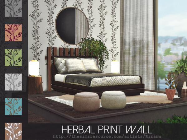 Herbal Print Wall by Rirann from TSR