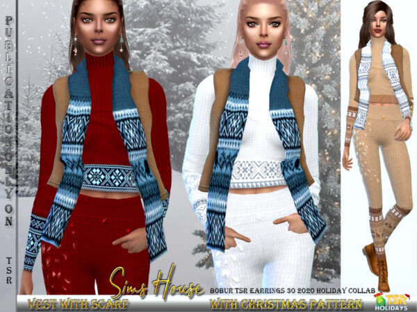 Holiday Wonderland   Womens Vest with Scarf by Sims House from TSR