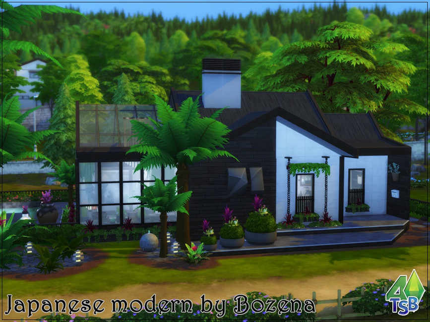 Japanese modern house by bozena from TSR • Sims 4 Downloads
