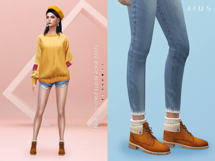 Shearling lined suede ankle boots by Jius from TSR