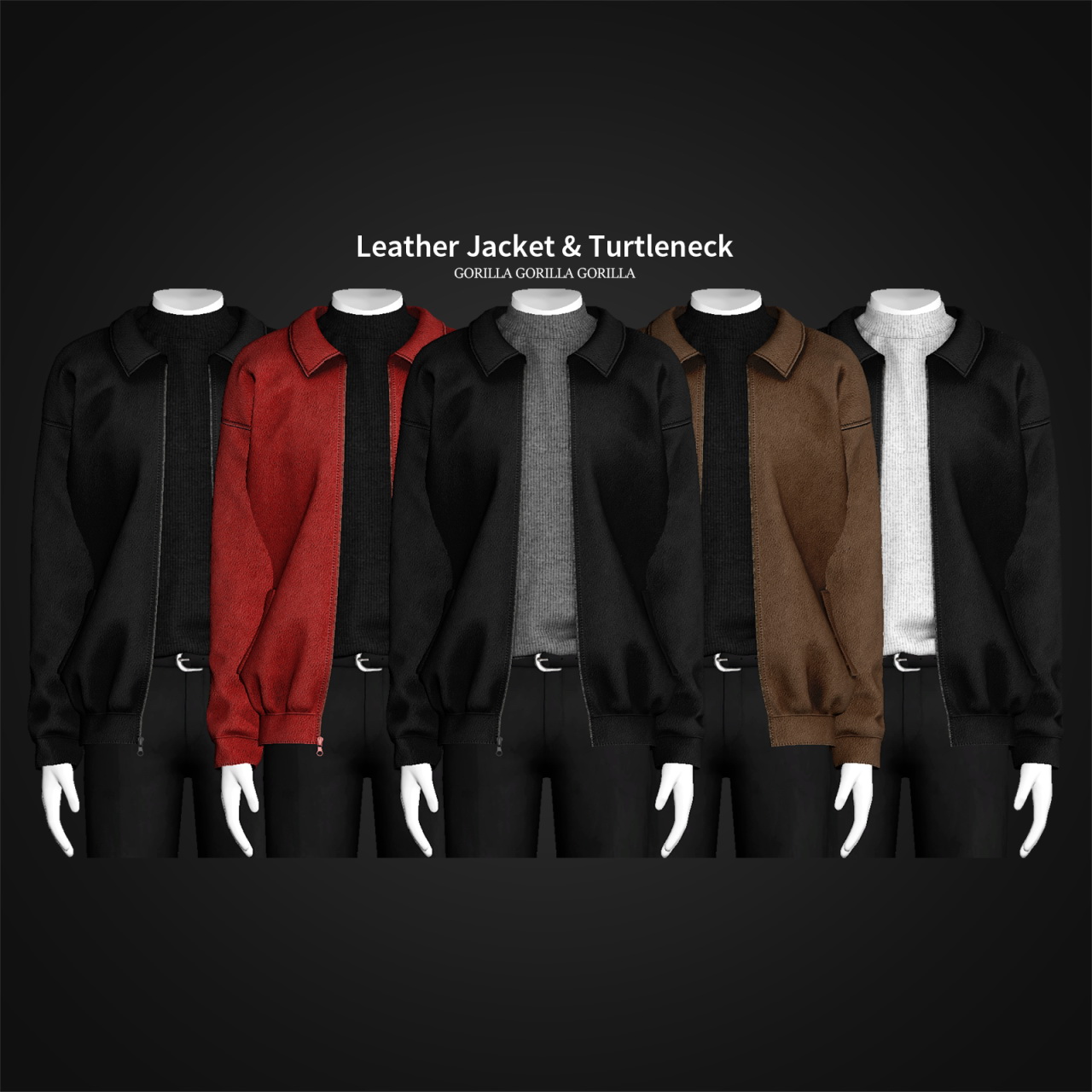 Leather Jacket and Turtleneck from Gorilla • Sims 4 Downloads