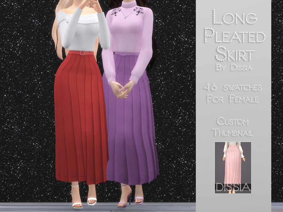 Long Pleated Skirt by Dissia from TSR • Sims 4 Downloads