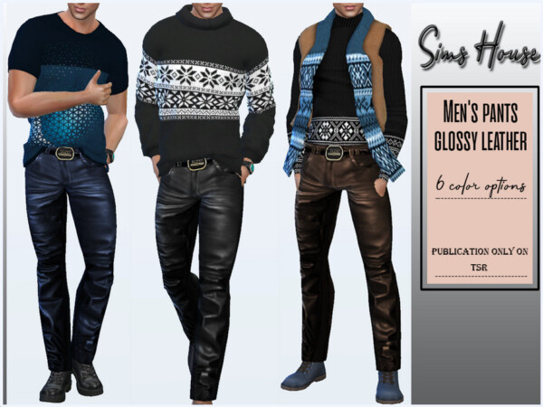 Mens pants glossy leather by Sims House from TSR