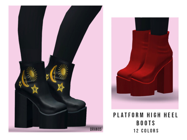 Platform High Heel Boots by OranosTR from TSR