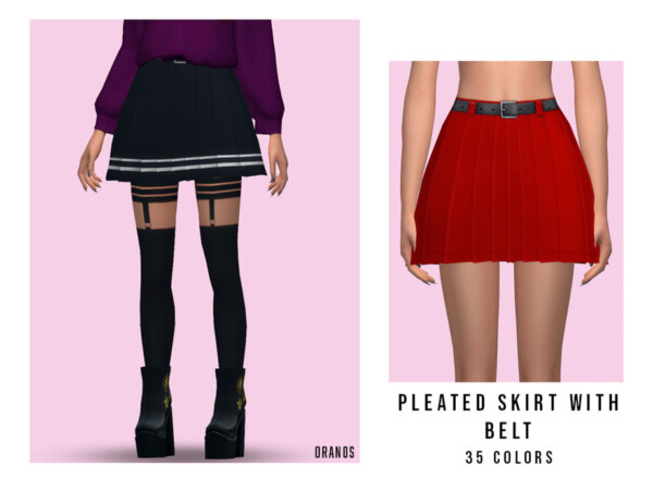 Pleated Skirt With Belt by OranosTR from TSR