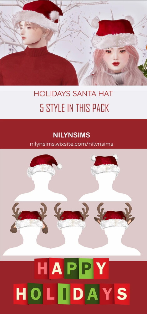 Holiday 5 Style Of Santa Hat from Nilyn Sims 4