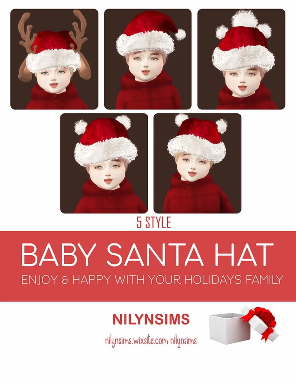 Holiday 5 Style Of Santa Hat For Babies from Nilyn Sims 4