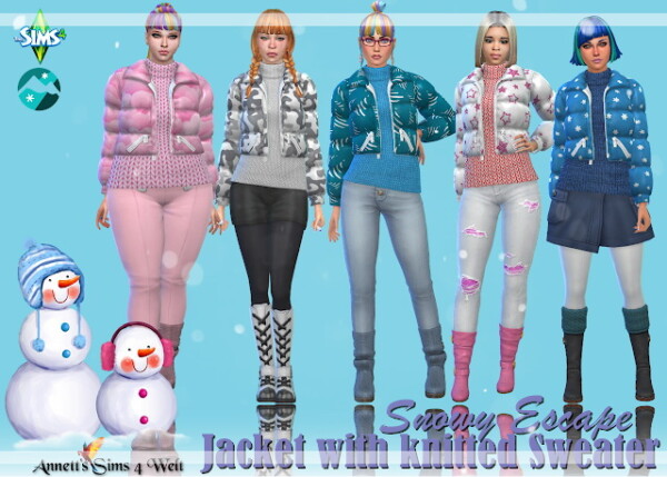 Snowy Escape Jacket With Knitted Sweater from Annett`s Sims 4 Welt