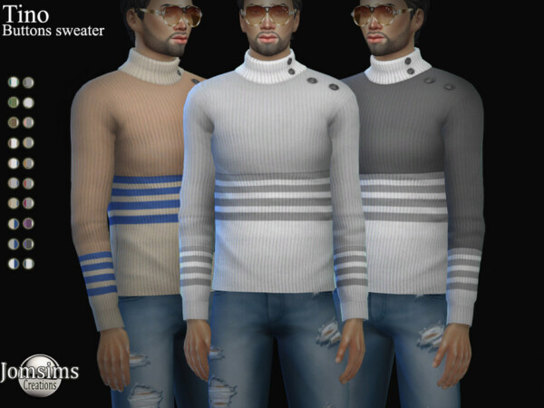 Tino button sweater by jomsims from TSR