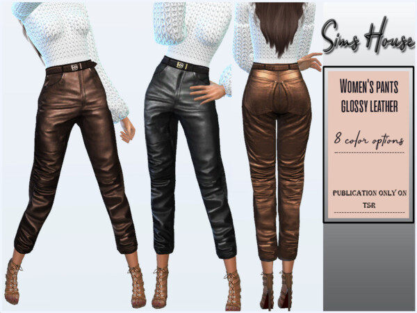 Womens pants glossy leather by Sims House from TSR