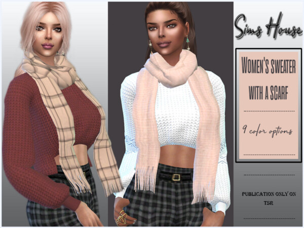 Womens sweater with a scarf by Sims House from TSR