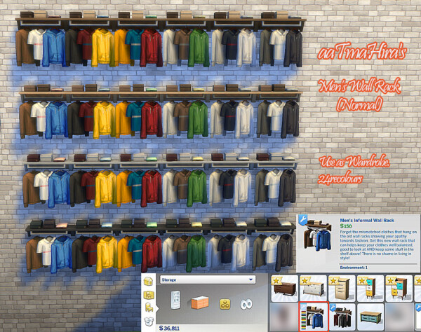 Wardrobe Mens Wall Racks  Recoloured by aaTmaHira from Mod The Sims