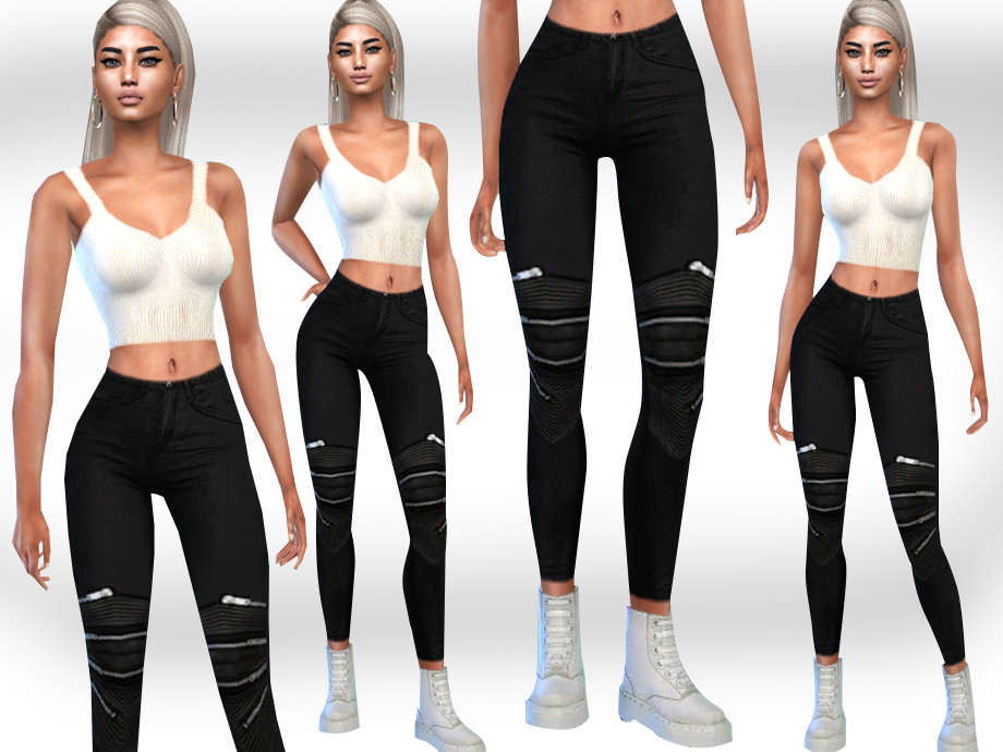 Black Zipper Jeans by Saliwa from TSR • Sims 4 Downloads