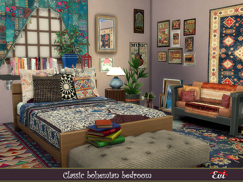 Classic Bohemian Bedroom by evi from TSR • Sims 4 Downloads