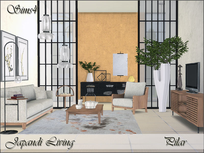 Japandi Living by Pilar from TSR • Sims 4 Downloads