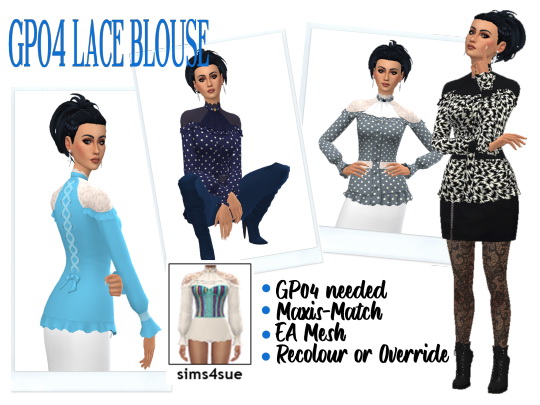 Lace Blouse from Sims 4 Sue