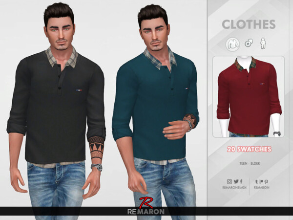 Rolled Sleeve for Men 01 by remaron from TSR • Sims 4 Downloads