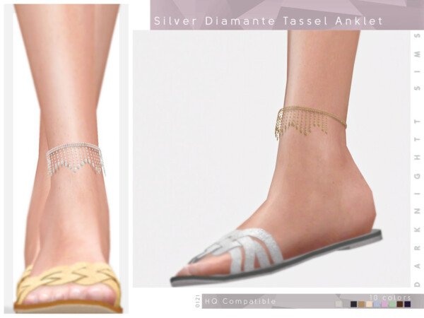 Silver Diamante Tassel Anklet by DarkNighTt from TSR